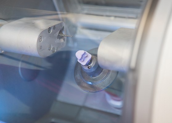 Block of dental ceramic inside CEREC machine