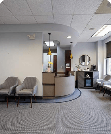 Welcoming reception area at Samia Family Dentistry