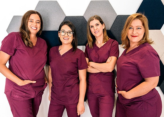 Smiling dental team members
